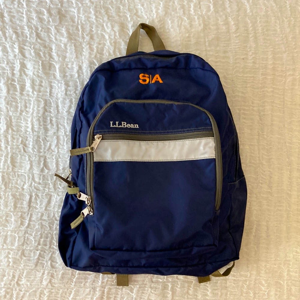 LLBEAN Junior Book Pack/Backpack 🎒 Royal Blue w/ Military Green, Orange,Silver.